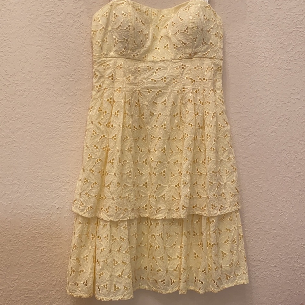 🌻Yellow eyelet lace sundress strapless or +straps - Picture 3 of 16